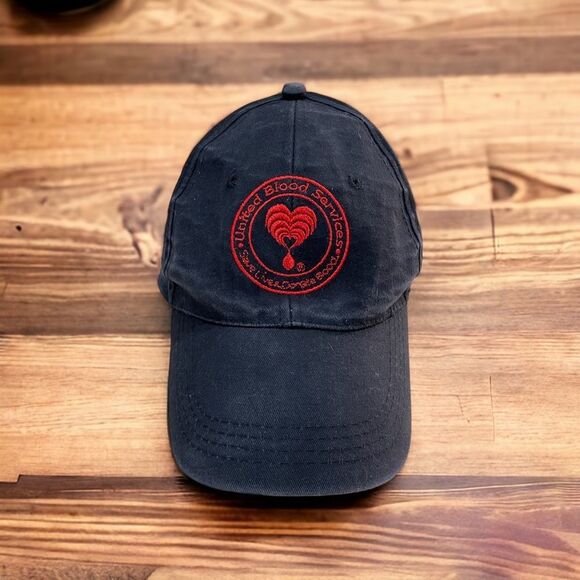 Black Cotton Baseball Running Hat Red Heart Embroidered Logo - Picture 2 of 5
